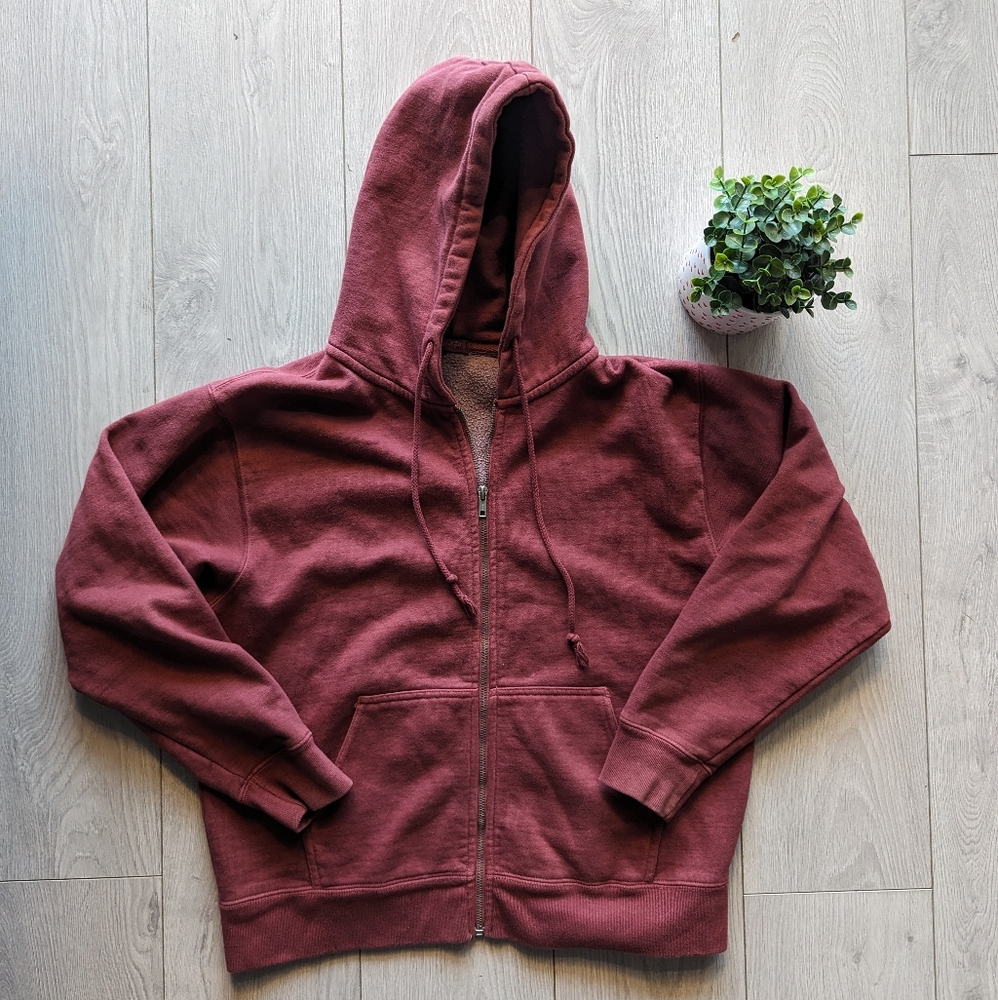 BRANDY MELVILLE BURGUNDY CHRISTY ZIP UP HOODIE